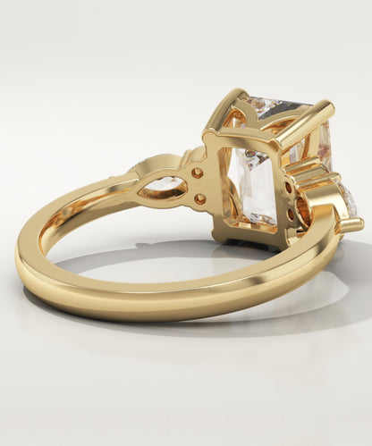 Emerald Cut Cluster Lab-Grown Diamond Engagement Ring