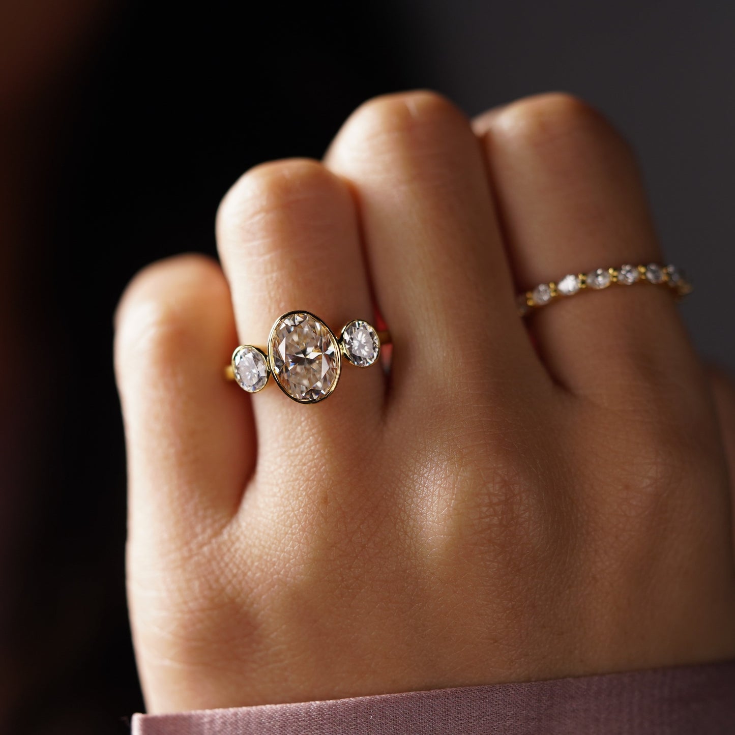 Oval Cut Three Stone Lab-Grown Diamond Engagement Ring