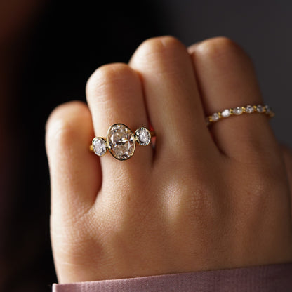 Oval Cut Three Stone Lab-Grown Diamond Engagement Ring