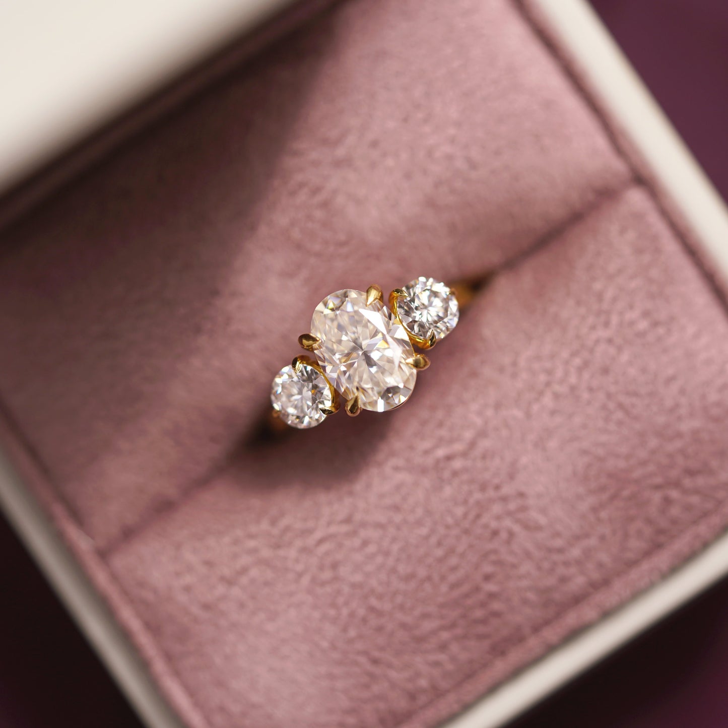 Oval Cut Three Stone Lab-Grown Diamond Engagement Ring