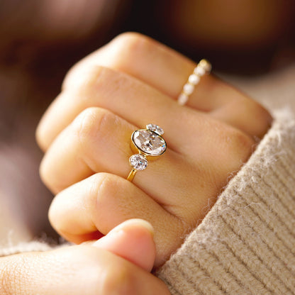 Oval Cut Three Stone Lab-Grown Diamond Engagement Ring