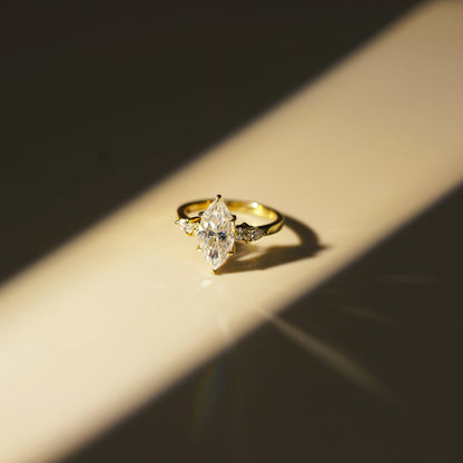 Marquise Cut Cluster Lab-Grown Diamond Engagement Ring