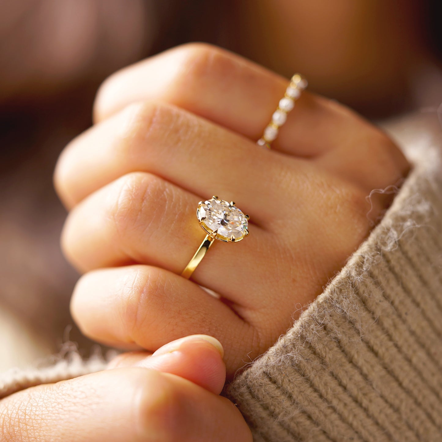 Oval Cut Solitaire Lab-Grown Diamond Engagement Ring