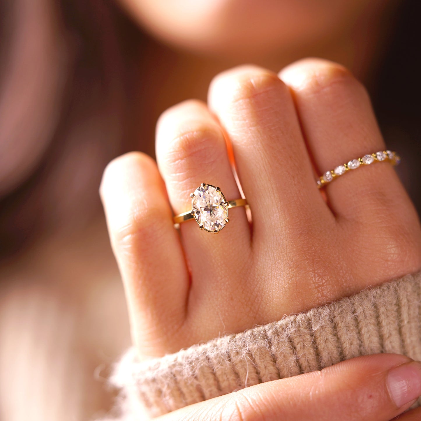 Oval Cut Solitaire Lab-Grown Diamond Engagement Ring