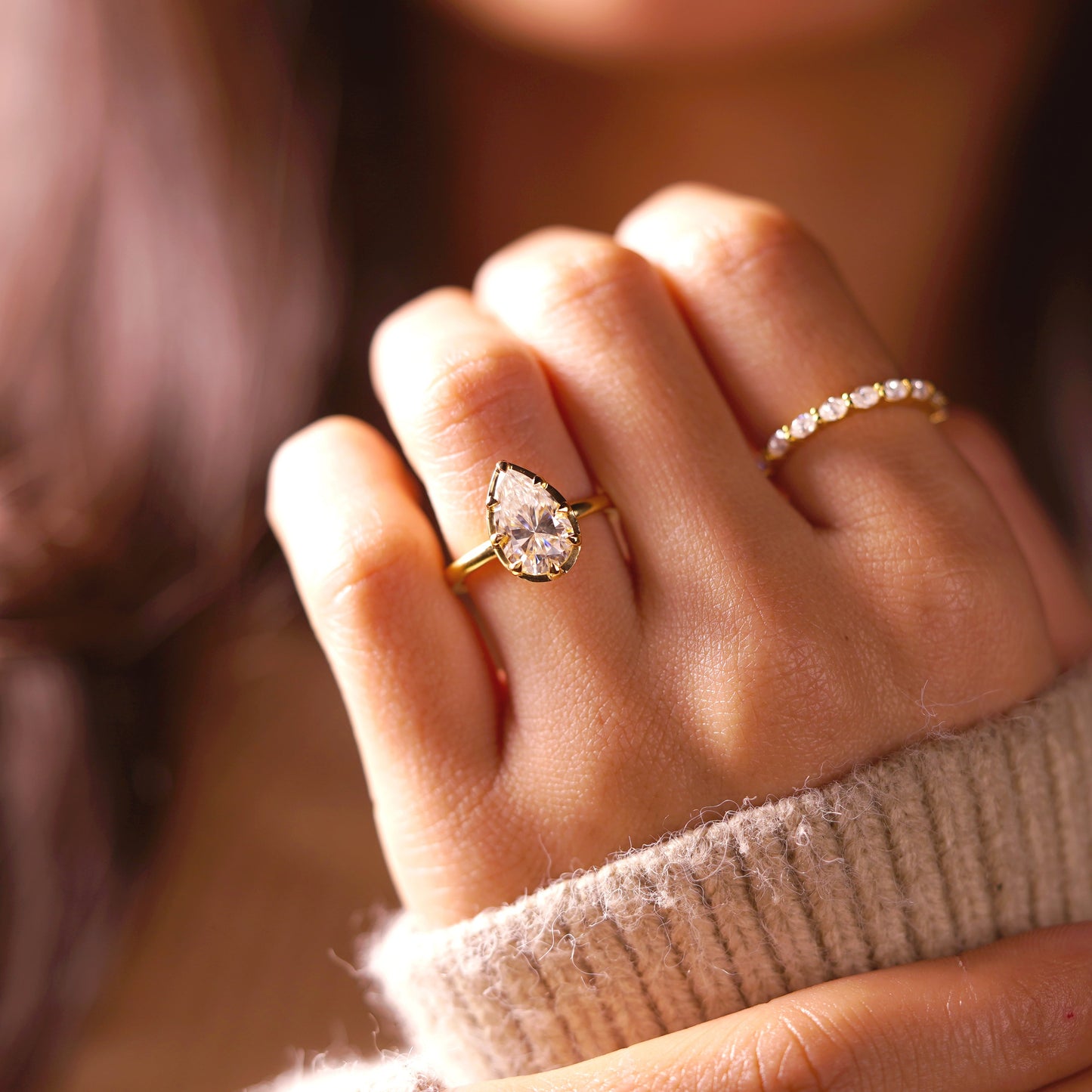 Pear Cut Solitaire Lab-Grown Diamond Engagement Ring
