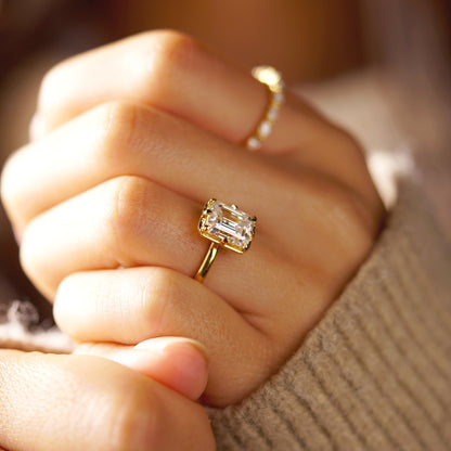 Emerald Cut Solitaire Lab-Grown Diamond Engagement Ring