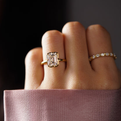 Emerald Cut Solitaire Lab-Grown Diamond Engagement Ring
