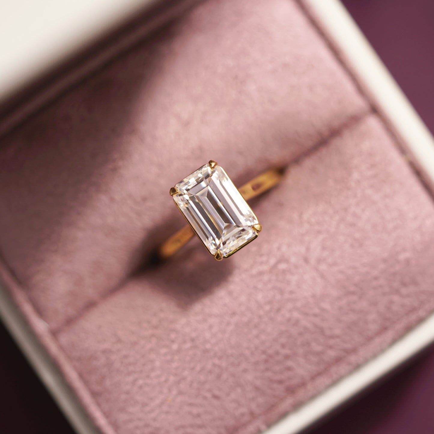 Emerald Cut Solitaire Cathedral Lab-Grown Diamond Engagement Ring