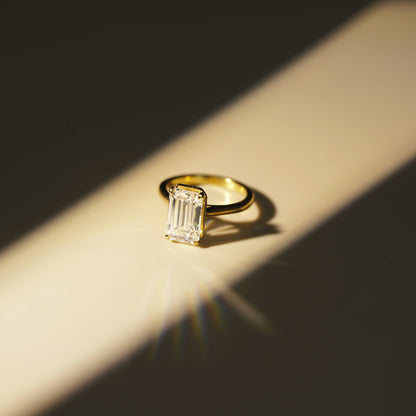 Emerald Cut Solitaire Cathedral Lab-Grown Diamond Engagement Ring