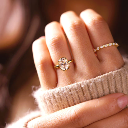 Elongated Cushion Cut Solitaire Lab-Grown Diamond Engagement Ring