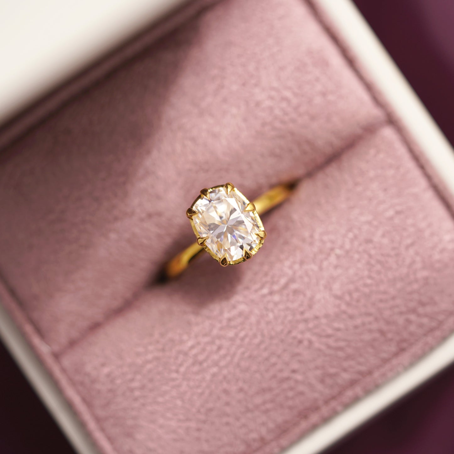Elongated Cushion Cut Solitaire Lab-Grown Diamond Engagement Ring