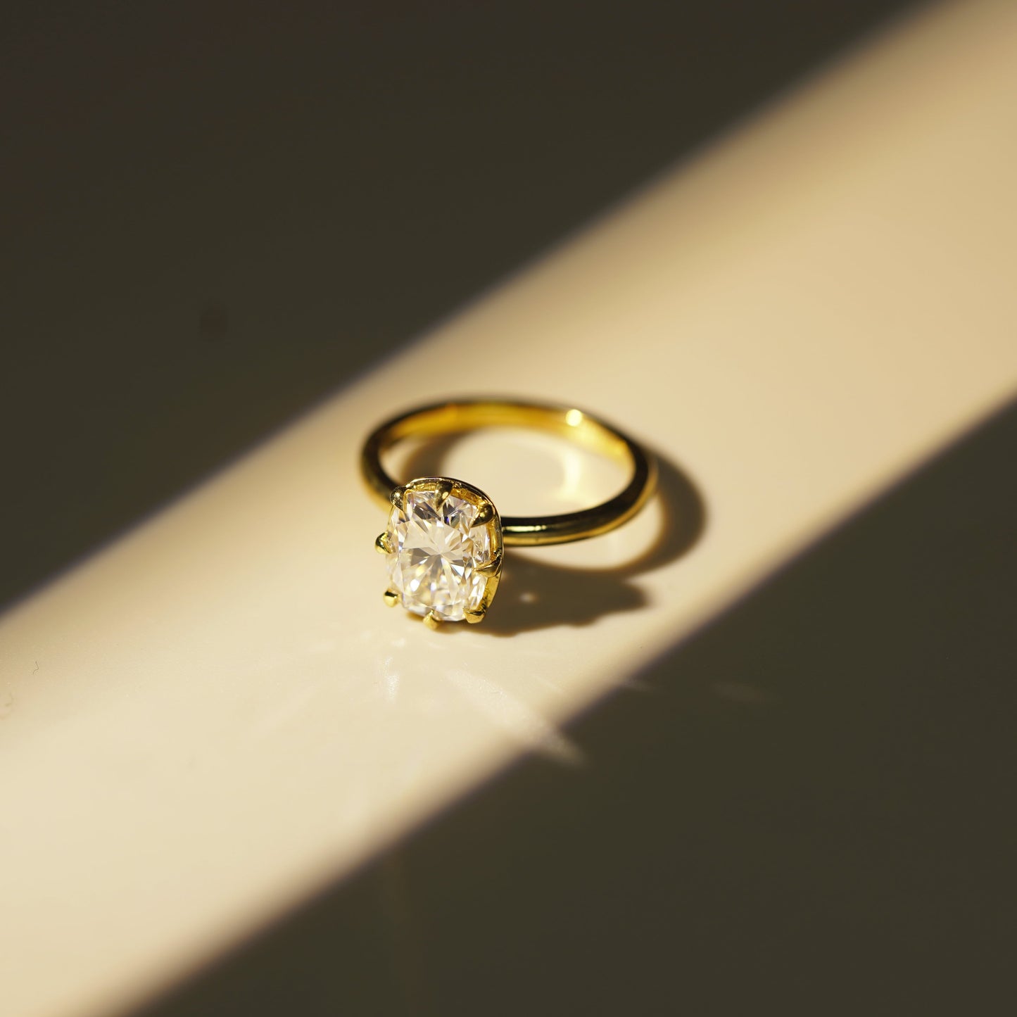 Elongated Cushion Cut Solitaire Lab-Grown Diamond Engagement Ring