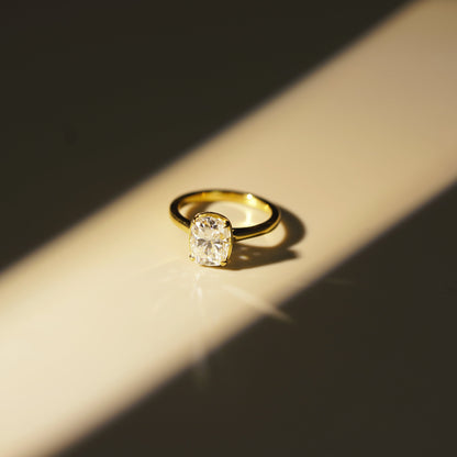 Elongated Cushion Cut Solitaire Cathedral Lab-Grown Diamond Engagement Ring