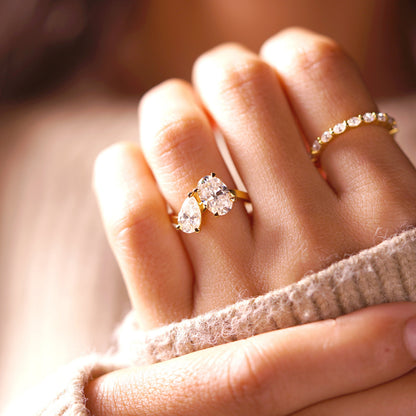 2.25 TCW Oval & Pear Cut Toi Et Moi Lab-Grown Diamond Engagement Ring
