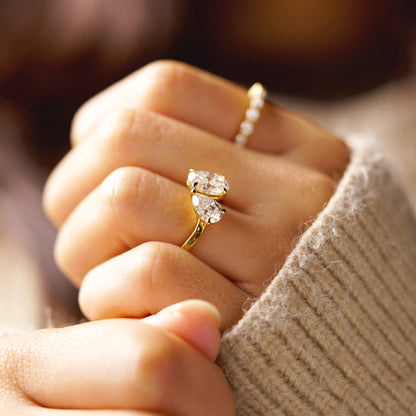 2.25 TCW Oval & Pear Cut Toi Et Moi Lab-Grown Diamond Engagement Ring