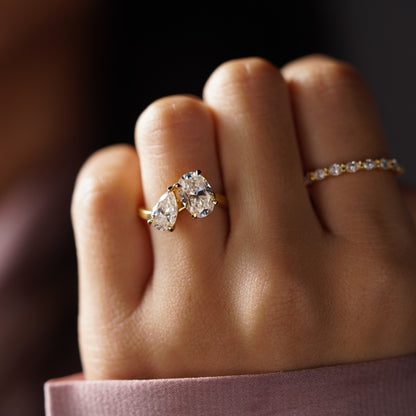 2.25 TCW Oval & Pear Cut Toi Et Moi Lab-Grown Diamond Engagement Ring