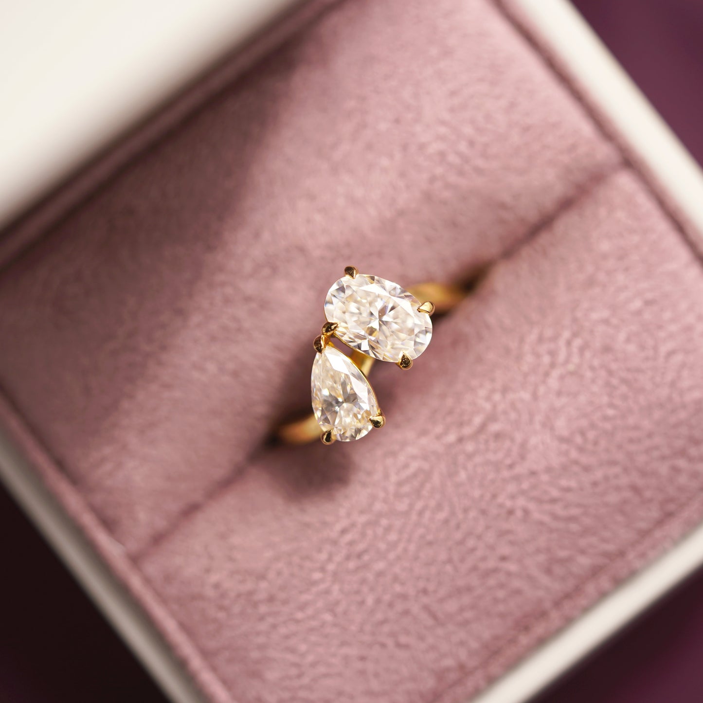 2.25 TCW Oval & Pear Cut Toi Et Moi Lab-Grown Diamond Engagement Ring