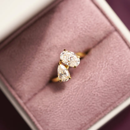 2.25 TCW Oval & Pear Cut Toi Et Moi Lab-Grown Diamond Engagement Ring