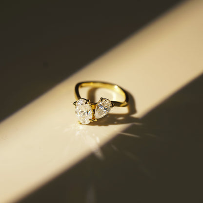 2.25 TCW Oval & Pear Cut Toi Et Moi Lab-Grown Diamond Engagement Ring