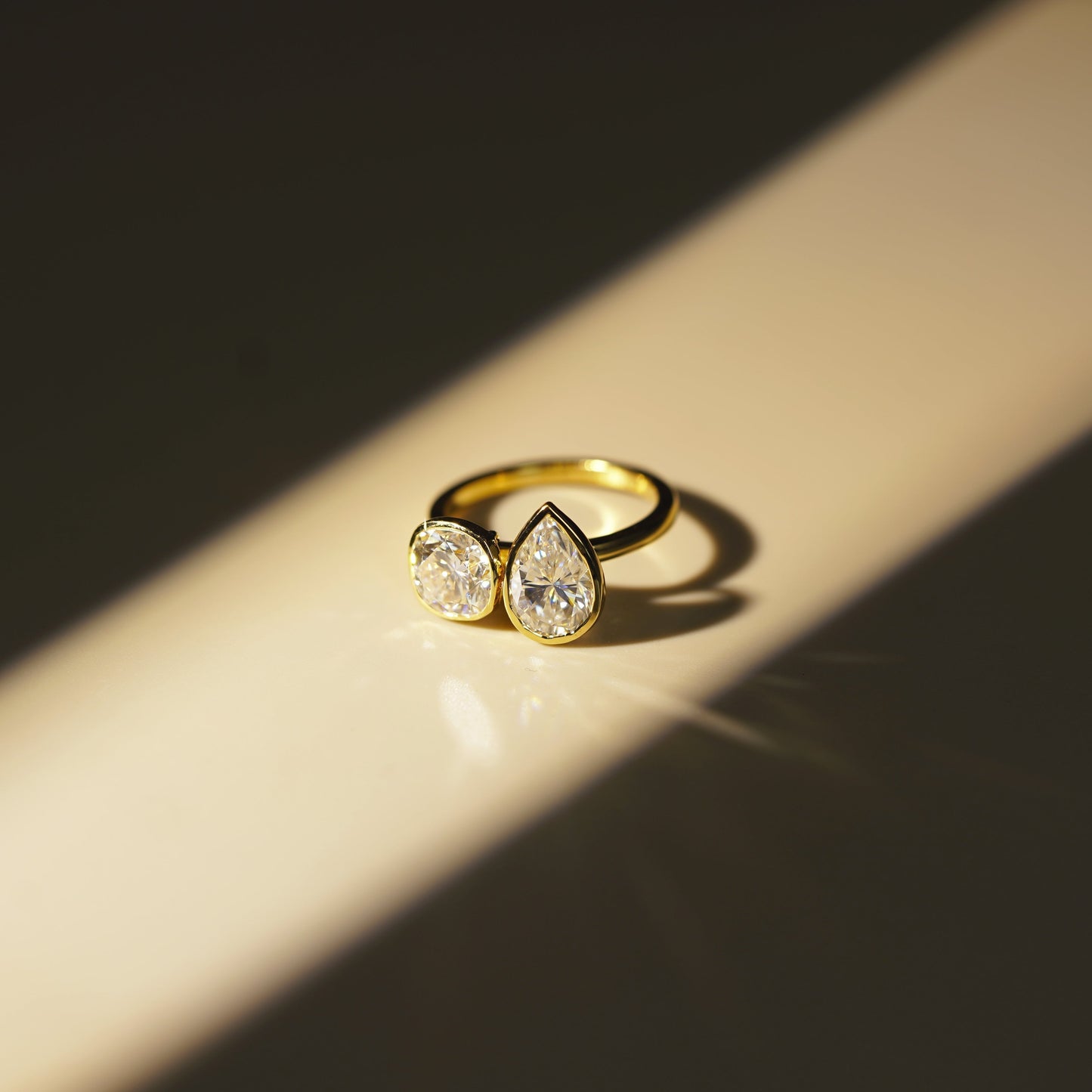 3.5 TCW Cushion & Pear Cut Toi Et Moi Lab-Grown Diamond Engagement Ring