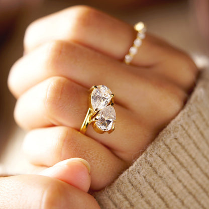 3.5 TCW Pear Cut Toi Et Moi Lab-Grown Diamond Engagement Ring