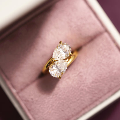 3.5 TCW Pear Cut Toi Et Moi Lab-Grown Diamond Engagement Ring