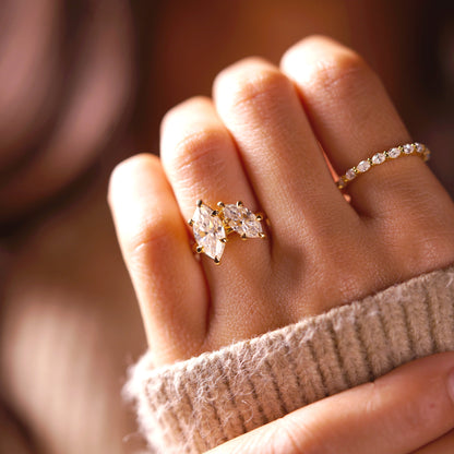 2.25 TCW Marquise Cut Toi Et Moi Lab-Grown Diamond Engagement Ring