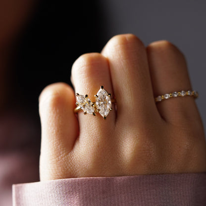2.25 TCW Marquise Cut Toi Et Moi Lab-Grown Diamond Engagement Ring