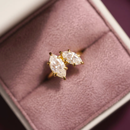 2.25 TCW Marquise Cut Toi Et Moi Lab-Grown Diamond Engagement Ring