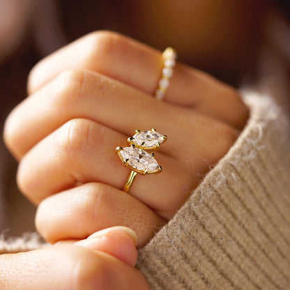 2.25 TCW Marquise Cut Toi Et Moi Lab-Grown Diamond Engagement Ring