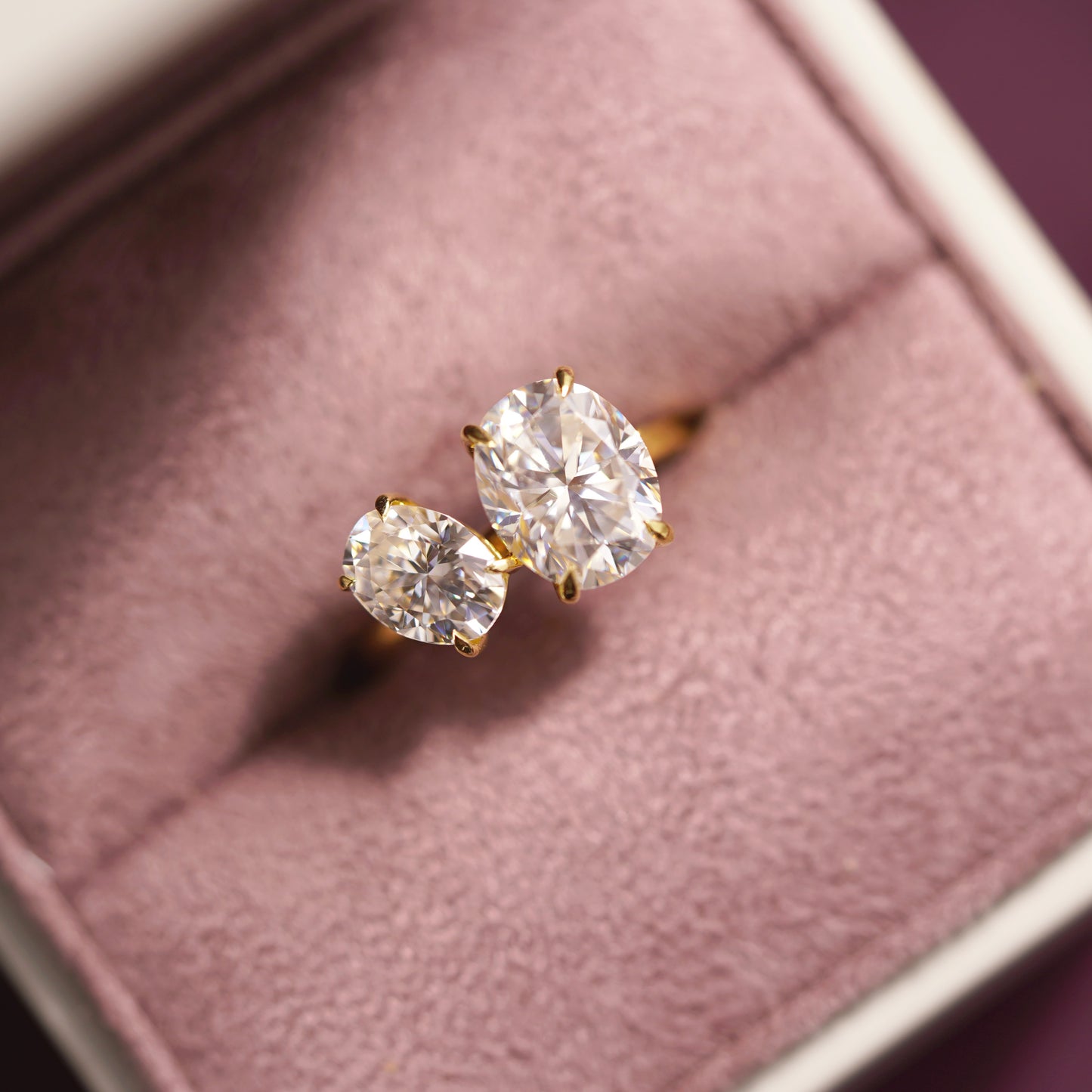 3.5 TCW Oval Cut Toi Et Moi Lab-Grown Diamond Engagement Ring