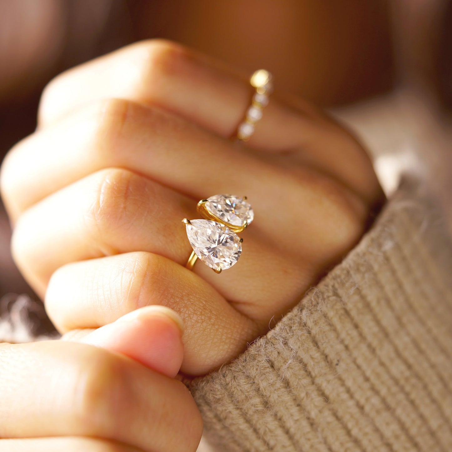 4.5 TCW Pear Cut Toi Et Moi Lab-Grown Diamond Engagement Ring