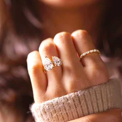 4.5 TCW Pear Cut Toi Et Moi Lab-Grown Diamond Engagement Ring