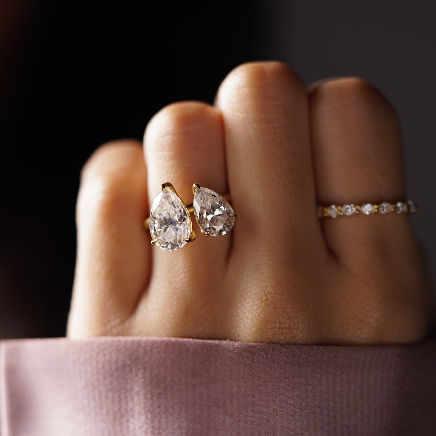 4.5 TCW Pear Cut Toi Et Moi Lab-Grown Diamond Engagement Ring