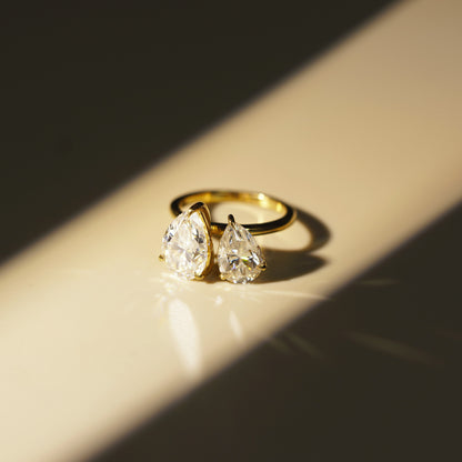 4.5 TCW Pear Cut Toi Et Moi Lab-Grown Diamond Engagement Ring