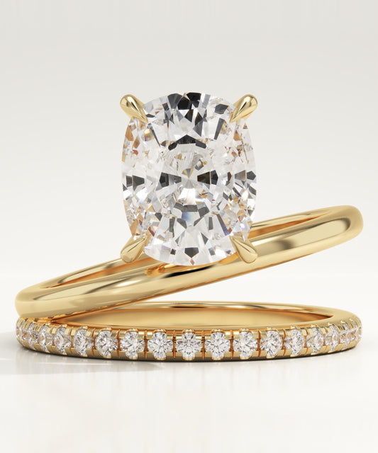 Elongated Cushion Cut Pave Lab-Grown Diamond Engagement Ring