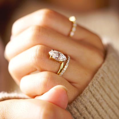 Marquise Cut Pave Lab-Grown Diamond Engagement Ring