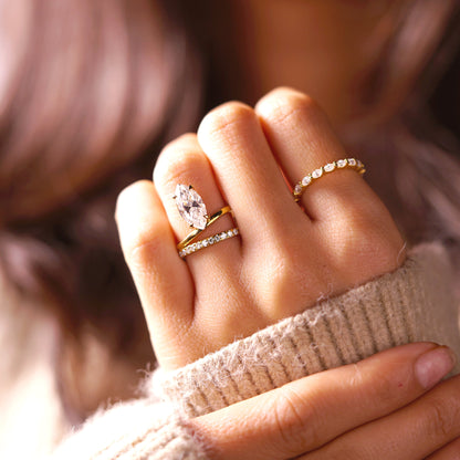 Marquise Cut Pave Lab-Grown Diamond Engagement Ring