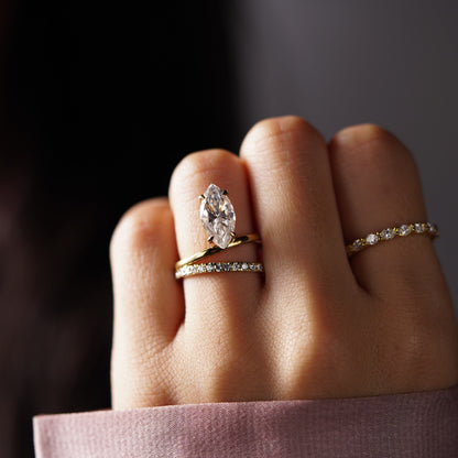 Marquise Cut Pave Lab-Grown Diamond Engagement Ring