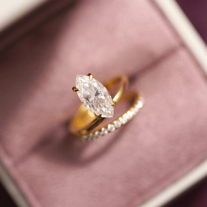 Marquise Cut Pave Lab-Grown Diamond Engagement Ring