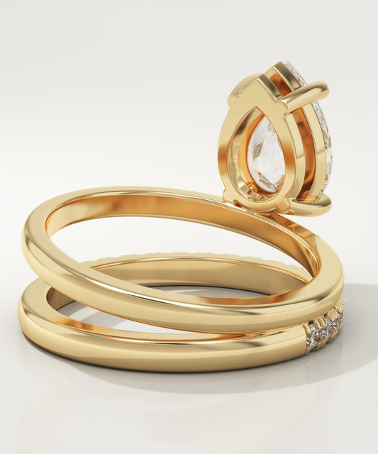 Pear Cut Pave Lab-Grown Diamond Engagement Ring