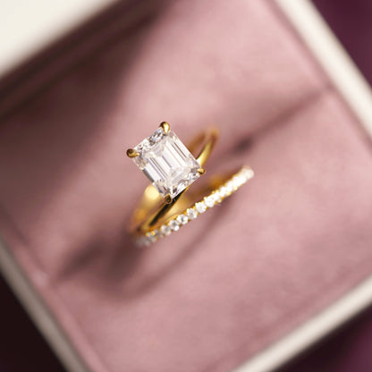 Emerald Cut Pave Lab-Grown Diamond Engagement Ring