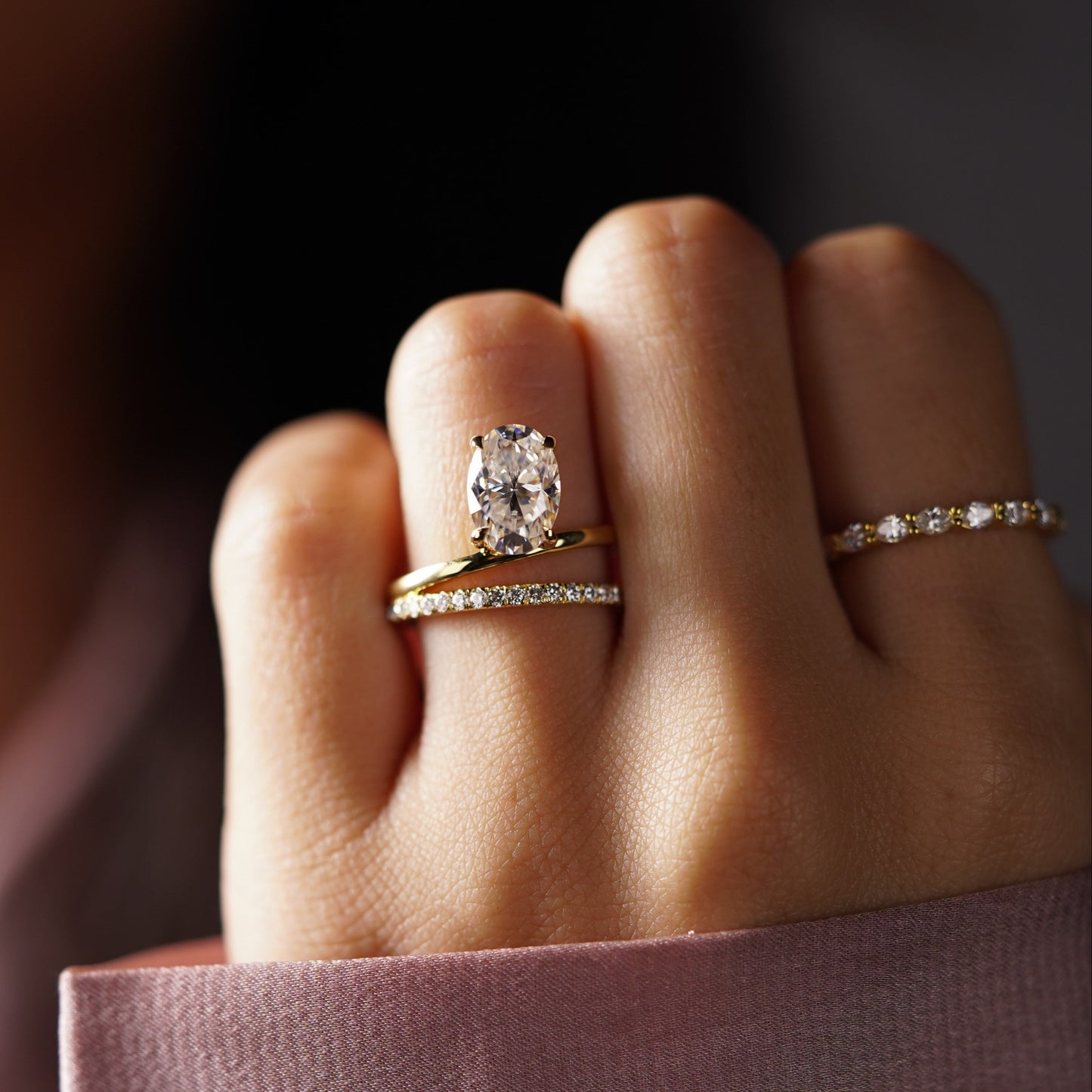 Oval Cut Pave Lab-Grown Diamond Engagement Ring