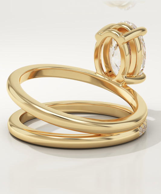 Oval Cut Pave Lab-Grown Diamond Engagement Ring