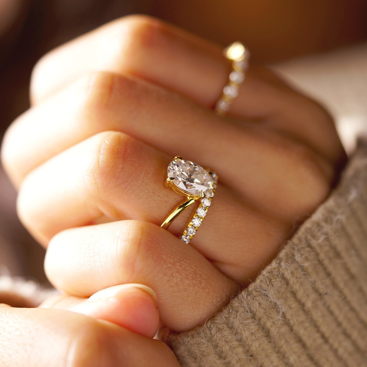 Oval Cut Pave Lab-Grown Diamond Engagement Ring