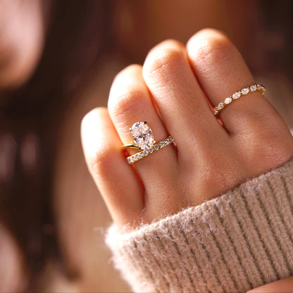 Oval Cut Pave Lab-Grown Diamond Engagement Ring