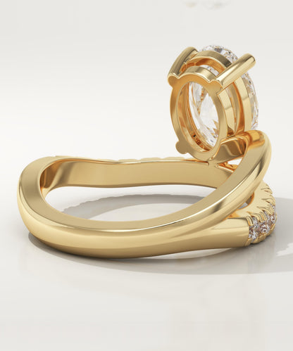 Oval Cut Pave Lab-Grown Diamond Engagement Ring