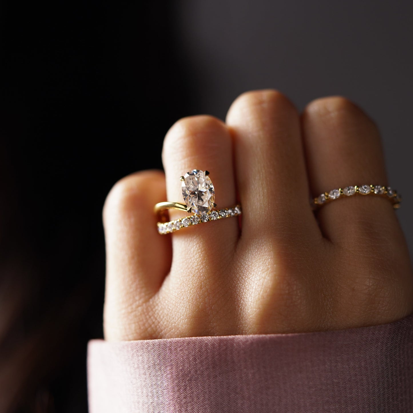 Oval Cut Pave Lab-Grown Diamond Engagement Ring