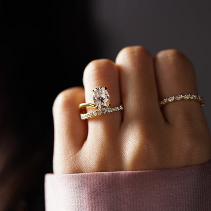 Oval Cut Pave Lab-Grown Diamond Engagement Ring