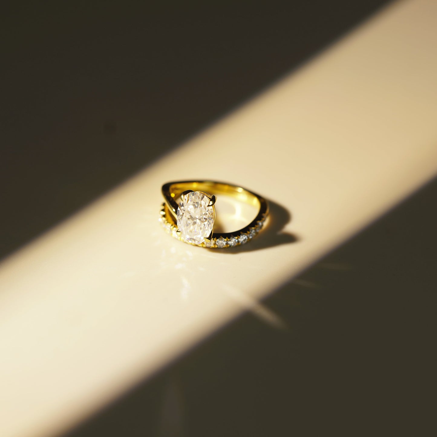 Oval Cut Pave Lab-Grown Diamond Engagement Ring